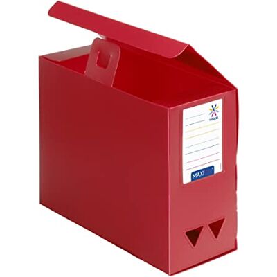 Viquel Maxi Doc Caja archivadora de plástico de polipropileno, caja de gran capacidad, respaldo de 120 mm, color rojo Viquel Maxi Doc Caja archivadora de plástico de polipropileno, caja de gran capacidad, respaldo de 120 mm, color rojo