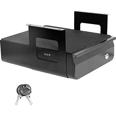 VIVO Cajón extraíble para escritorio de oficina de 33 cm, seguro para colocar debajo del escritorio, organizador de almacenamiento deslizante con cerradura para la estación de trabajo, negro, VIVO Cajón extraíble para escritorio de oficina de 33 cm, seguro para colocar debajo del escritorio, organizador de almacenamiento deslizante con cerradura para la estación de trabajo, negro,