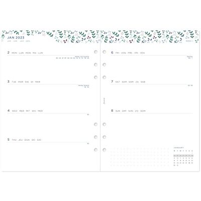 Filofax A5 Garden Week to View Diario 2023, blanco, Filofax A5 Garden Week to View Diario 2023, blanco,