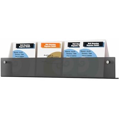 TUKA-i-AKUT 100cm Portafolletos de Pared, Acrílico Extrafuerte, Revistero Estantes de Pared, Soporte de Pared para Revistas Periódicos Folletos Documentos Libros, Negro, TKD8256-100cm-1x TUKA-i-AKUT 100cm Portafolletos de Pared, Acrílico Extrafuerte, Revistero Estantes de Pared, Soporte de Pared para Revistas Periódicos Folletos Documentos Libros, Negro, TKD8256-100cm-1x