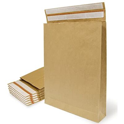OFITURIA Sobres de Papel Kraft con Doble Tira de Silicona de 3 Fuelles para Envíos y Empaquetados. Bolsas de Papel para Enviar Ropa, Complementos, Decoración o Regalos OFITURIA Sobres de Papel Kraft con Doble Tira de Silicona de 3 Fuelles para Envíos y Empaquetados. Bolsas de Papel para Enviar Ropa, Complementos, Decoración o Regalos