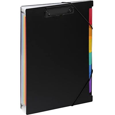 Viquel Clasificador extensible de 6 posiciones A4 con soporte para bloque Clasificador Rainbow Class "Clip Case" Negro Viquel Clasificador extensible de 6 posiciones A4 con soporte para bloque Clasificador Rainbow Class "Clip Case" Negro