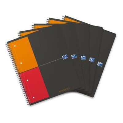 Oxford International Pack de 5 cuadernos espiral microperforados, tapa plástico, A4+ Oxford International Pack de 5 cuadernos espiral microperforados, tapa plástico, A4+