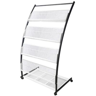 TUKA-i-AKUT Soporte de Suelo para Folletos, con 4 Estantes + Ruedas, Expositor de Pie para Presentación de Literatura, Portafolletos, Catálogos, Revistero de Acero Inoxidable, 60x40x113CM TUKA-i-AKUT Soporte de Suelo para Folletos, con 4 Estantes + Ruedas, Expositor de Pie para Presentación de Literatura, Portafolletos, Catálogos, Revistero de Acero Inoxidable, 60x40x113CM