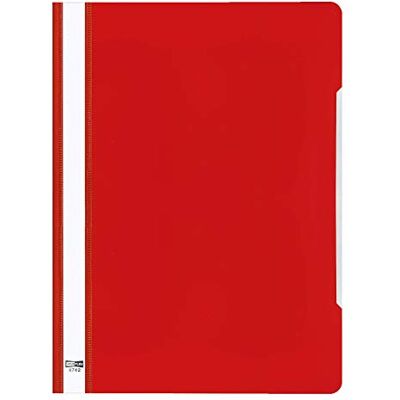 VELOFLEX 4742010 Carpeta (DIN A4, PVC, tapa transparente, con tira para etiquetas, 25 unidades), color rojo VELOFLEX 4742010 Carpeta (DIN A4, PVC, tapa transparente, con tira para etiquetas, 25 unidades), color rojo