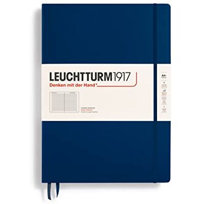 LEUCHTTURM1917 Libreta Master Classic (A4+) 225 x 315 mm, Tapa Dura, 235 páginas numeradas, Azúl Marino, Lineas LEUCHTTURM1917 Libreta Master Classic (A4+) 225 x 315 mm, Tapa Dura, 235 páginas numeradas, Azúl Marino, Lineas