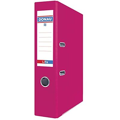 DONAU Paquete de 25 carpetas A4 / 75 mm / 7,5 cm/cubierta de plástico de color rosa neón PP/papel/carpeta con ranuras para oficina/protección de bordes de metal/ideal para oficina y escuela DONAU Paquete de 25 carpetas A4 / 75 mm / 7,5 cm/cubierta de plástico de color rosa neón PP/papel/carpeta con ranuras para oficina/protección de bordes de metal/ideal para oficina y escuela