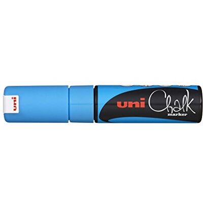 Uni-Ball 186447 Marcador de tiza y ventana UNI CHALK PWE-8K, 8 mm, punta de cuña, azul claro Uni-Ball 186447 Marcador de tiza y ventana UNI CHALK PWE-8K, 8 mm, punta de cuña, azul claro