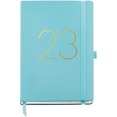 Miquelrius Agenda anual 2023, Día Página, Cubierta rígida símil piel cosida, Goma elástica, Español, Inglés y Portugués, Color Aguamarina, Tamaño Plus 155 x 213 mm Miquelrius Agenda anual 2023, Día Página, Cubierta rígida símil piel cosida, Goma elástica, Español, Inglés y Portugués, Color Aguamarina, Tamaño Plus 155 x 213 mm