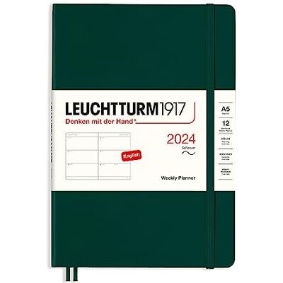 LEUCHTTURM1917 Agenda semanal, tapa blanda, tamaño mediano (A5) 2024, 12 meses, verde bosque, inglés LEUCHTTURM1917 Agenda semanal, tapa blanda, tamaño mediano (A5) 2024, 12 meses, verde bosque, inglés