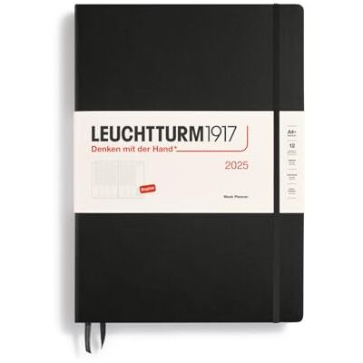 LEUCHTTURM1917 Agenda semanal 2025, Master A4+, tapa dura, calendario de 12 meses, a rayas, negro, inglés LEUCHTTURM1917 Agenda semanal 2025, Master A4+, tapa dura, calendario de 12 meses, a rayas, negro, inglés