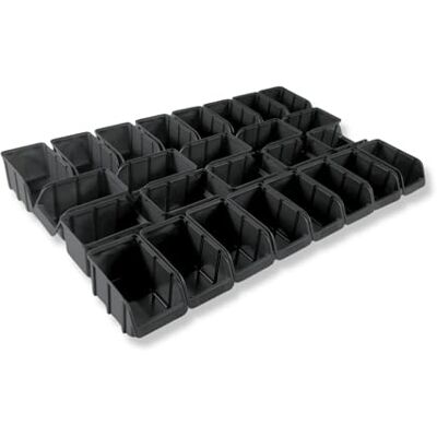 hünersdorff 26 cajas apilables, tamaño 3, de polipropileno irrompible, recicladas, ideal para sistemas de ordenación y clasificación, placas de pared, estanterías, estanterías de taller, color negro hünersdorff 26 cajas apilables, tamaño 3, de polipropileno irrompible, recicladas, ideal para sistemas de ordenación y clasificación, placas de pared, estanterías, estanterías de taller, color negro