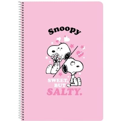 Safta Libreta Folio Snoopy Sweet But Salty, 80 Hojas Cuadriculadas 4x4 mm con Margen, Tapas Duras Extraduras Glasofonadas, Espiral Metálica 62 Agujeros, Papel 80 g/m², Medidas 21,5x1x31 cm Safta Libreta Folio Snoopy Sweet But Salty, 80 Hojas Cuadriculadas 4x4 mm con Margen, Tapas Duras Extraduras Glasofonadas, Espiral Metálica 62 Agujeros, Papel 80 g/m², Medidas 21,5x1x31 cm