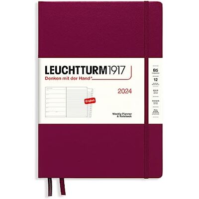 LEUCHTTURM1917 Calendario semanal y cuaderno Composition (B5) 2024, 12 meses, Port Red, Inglés LEUCHTTURM1917 Calendario semanal y cuaderno Composition (B5) 2024, 12 meses, Port Red, Inglés