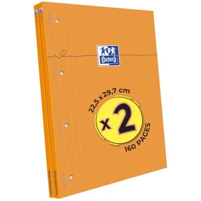Oxford Bloc de notas perforado (2 unidades, A4, grandes baldosas, 80 hojas, grapadas, con tapa lateral, revestida, color naranja Oxford Bloc de notas perforado (2 unidades, A4, grandes baldosas, 80 hojas, grapadas, con tapa lateral, revestida, color naranja