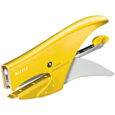 Leitz – Grapadora de Tenaza WOW de Metal, Carga Trasera, Capacidad 15 Hojas, Profundidad 49,5 mm, Color Amarillo Leitz – Grapadora de Tenaza WOW de Metal, Carga Trasera, Capacidad 15 Hojas, Profundidad 49,5 mm, Color Amarillo