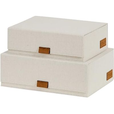 LOVE !T STORE !T Love It Store IT Juego de 2 cajas de almacenamiento con tapa, tela de lino, cierre magnético, tapa abatible, color beige, 28 x 20 x 8,5 cm y 32 x 22 x 10,5 cm LOVE !T STORE !T Love It Store IT Juego de 2 cajas de almacenamiento con tapa, tela de lino, cierre magnético, tapa abatible, color beige, 28 x 20 x 8,5 cm y 32 x 22 x 10,5 cm