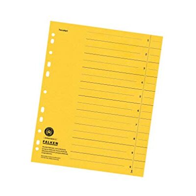 FALKEN – Separadores de cartón de reciclaje, color amarillo A4-100er Pack FALKEN – Separadores de cartón de reciclaje, color amarillo A4-100er Pack