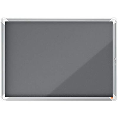 Nobo Vitrina de Fieltro para Interiores con Cerradura para 8 Hojas A4, Premium Plus, Gris, Nobo Vitrina de Fieltro para Interiores con Cerradura para 8 Hojas A4, Premium Plus, Gris,