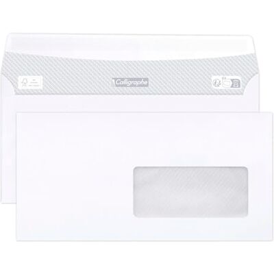 Calligraphe Caligrafía (serie ) Caja de 500 sobres blancos DL-110x220mm Autoadhesivos 80g/m² Papel cristal ventana 45x100 (posición 20/20) Calligraphe Caligrafía (serie ) Caja de 500 sobres blancos DL-110x220mm Autoadhesivos 80g/m² Papel cristal ventana 45x100 (posición 20/20)