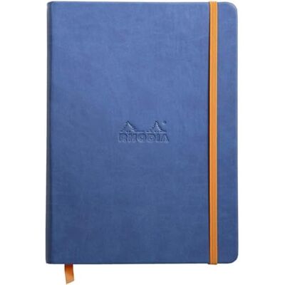 Rhodia Cuaderno con goma elástica 118722 C Book rama, 96 hojas, color azul zafiro A5 Rhodia Cuaderno con goma elástica 118722 C Book rama, 96 hojas, color azul zafiro A5