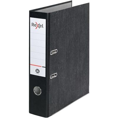Rexel Foolscap Archivador de palanca, color negro, 75 mm de ancho Rexel Foolscap Archivador de palanca, color negro, 75 mm de ancho