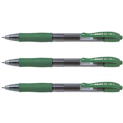 PILOT – Lote de 3 bolígrafos de tinta de gel retráctil G-2 07 punta media verde PILOT – Lote de 3 bolígrafos de tinta de gel retráctil G-2 07 punta media verde