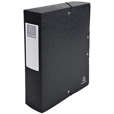 Exacompta 6 Cajas de archivo Exabox con gomas en cartulina brillante de 600g/m2 Lomo 8 cm dimensiones 25 x 33 cm para documentos A4 color negro se entrega montada Exacompta 6 Cajas de archivo Exabox con gomas en cartulina brillante de 600g/m2 Lomo 8 cm dimensiones 25 x 33 cm para documentos A4 color negro se entrega montada