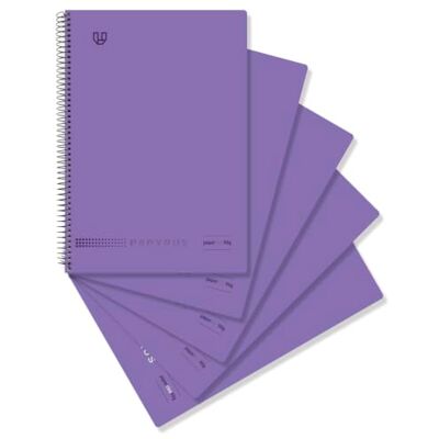 Grafoplas Unipapel Pack 5 Cuadernos Hojas 1 Línea, Tamaño Folio, Papyrus Uniclasic Tapa Extradura Polipropileno 700 Micras, Violeta, 80 Hojas 90 gramos, Papel Extrablanco, Set Escolar ideal Vuelta al Cole Grafoplas Unipapel Pack 5 Cuadernos Hojas 1 Línea, Tamaño Folio, Papyrus Uniclasic Tapa Extradura Polipropileno 700 Micras, Violeta, 80 Hojas 90 gramos, Papel Extrablanco, Set Escolar ideal Vuelta al Cole
