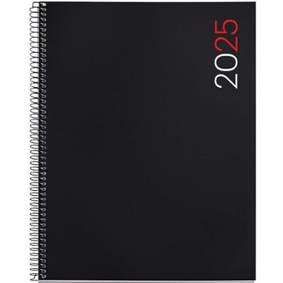 Miquelrius Agenda 2025 Anual 210x270 mm, Semana Vista, Cubierta Flexible Polipropileno, Espiral, Papel 80 g/m², Español, Inglés y Portugués, Color Negro Miquelrius Agenda 2025 Anual 210x270 mm, Semana Vista, Cubierta Flexible Polipropileno, Espiral, Papel 80 g/m², Español, Inglés y Portugués, Color Negro