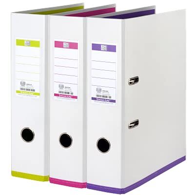 Oxford MyColour Archivador (3 unidades, tamaño A4, 8 cm de ancho), color blanco Oxford MyColour Archivador (3 unidades, tamaño A4, 8 cm de ancho), color blanco