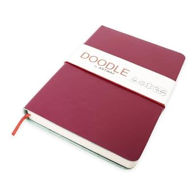 ARTWAY Indigo Doodle Diario/Libro de Notas de Cuero Rojo Ciruela 175mm x 125mm 164 Caras/82 Páginas de Papel de Cartulina de 150gsm ARTWAY Indigo Doodle Diario/Libro de Notas de Cuero Rojo Ciruela 175mm x 125mm 164 Caras/82 Páginas de Papel de Cartulina de 150gsm