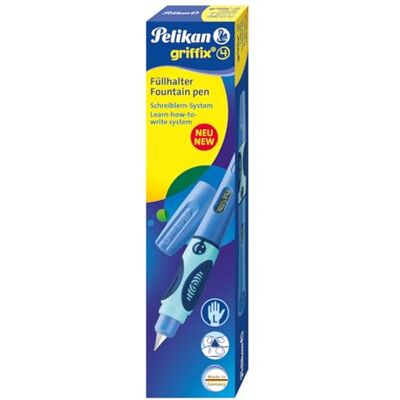 Pelikan 805612 Griffix Pluma estilográfica con capuchón giratorio, tinta Azul, para zurdos, Azul Pelikan 805612 Griffix Pluma estilográfica con capuchón giratorio, tinta Azul, para zurdos, Azul