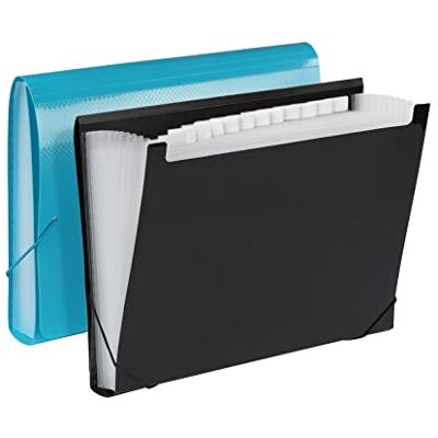 Oxford Archivo expandible de plástico, organizador de archivos de 7 bolsillos con solapa y cordón, carpeta de acordeón para papel tamaño carta, paquete de 2 con pestañas, negro, azul () Oxford Archivo expandible de plástico, organizador de archivos de 7 bolsillos con solapa y cordón, carpeta de acordeón para papel tamaño carta, paquete de 2 con pestañas, negro, azul ()