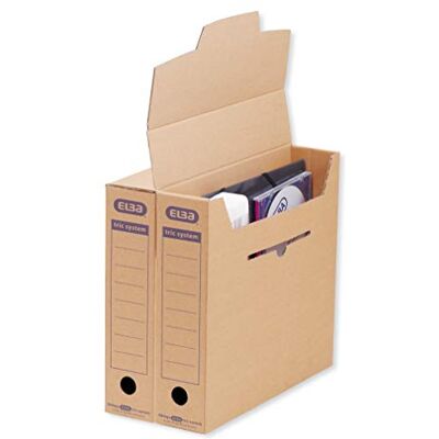 Elba 83522 Caja archivadora para archivador o para colgar (sistema de lengüetas, 12 partes), color marrón Elba 83522 Caja archivadora para archivador o para colgar (sistema de lengüetas, 12 partes), color marrón