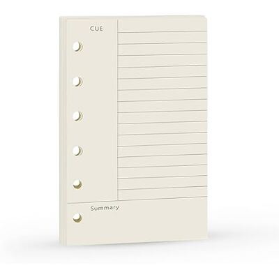 Harphia Recambio para planificador A7, diseño de notas cornell, 6 agujeros, inserciones para planificador de rayas con regla para Filofax, tamaño de bolsillo, papel de 100 g/m², 12,5 x 8,2 cm Harphia Recambio para planificador A7, diseño de notas cornell, 6 agujeros, inserciones para planificador de rayas con regla para Filofax, tamaño de bolsillo, papel de 100 g/m², 12,5 x 8,2 cm
