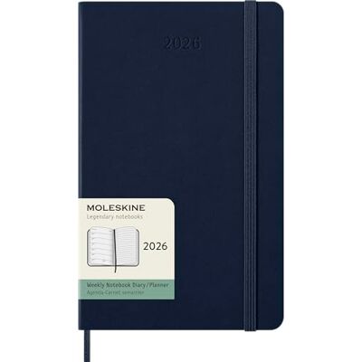 Moleskine Agenda Semanal, Planificador Semanal 2026 12 Meses Con Espacio Para Notas, Con Tapa Dura y Cierre Elástico, Formato Grande 13x21, Color Azul Moleskine Agenda Semanal, Planificador Semanal 2026 12 Meses Con Espacio Para Notas, Con Tapa Dura y Cierre Elástico, Formato Grande 13x21, Color Azul