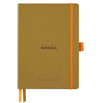 Rhodia Cuaderno blando Goalbook Gold A5 Dotted Dot 240 páginas 90g Papel Ivory 2 cintas, cierre elástico Funda de piel sintética Rhodia Cuaderno blando Goalbook Gold A5 Dotted Dot 240 páginas 90g Papel Ivory 2 cintas, cierre elástico Funda de piel sintética