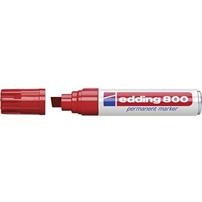 Edding marcador permanente rojo 1 rotulador punta biselada 4-12 mm para marcas llamativas resistente al agua, secado rápido, indeleble para cartón, plástico, madera, metal, vidrio Edding marcador permanente rojo 1 rotulador punta biselada 4-12 mm para marcas llamativas resistente al agua, secado rápido, indeleble para cartón, plástico, madera, metal, vidrio