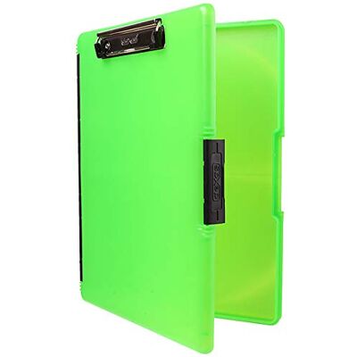Dexas Slimcase 2 Portapapeles con apertura lateral, color verde neón Dexas Slimcase 2 Portapapeles con apertura lateral, color verde neón