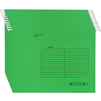 SOYIRI 25 Piezas Colgantes A4,Archivadores Colgante(Verde) con Pestañas e Inserciones de Tarjetas,para Escuela Hogar, Oficina SOYIRI 25 Piezas Colgantes A4,Archivadores Colgante(Verde) con Pestañas e Inserciones de Tarjetas,para Escuela Hogar, Oficina