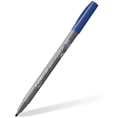 STAEDTLER Rotuladores de caligrafía Pigment, color índigo, punta de caligrafía de 2,00 mm, tinta pigmentada, resistente al agua, 10 rotuladores en estuche de cartón, 375-36 STAEDTLER Rotuladores de caligrafía Pigment, color índigo, punta de caligrafía de 2,00 mm, tinta pigmentada, resistente al agua, 10 rotuladores en estuche de cartón, 375-36