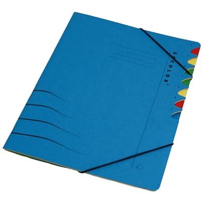 Djois , Secolor 3191102 Separadores de 7 pestañas, A4, 100% cartón reciclado, FSC, azul, 5 unidades, ideal para almacenamiento de documentos, carpeta de proyectos, práctico, elástico mantiene todo en Djois , Secolor 3191102 Separadores de 7 pestañas, A4, 100% cartón reciclado, FSC, azul, 5 unidades, ideal para almacenamiento de documentos, carpeta de proyectos, práctico, elástico mantiene todo en