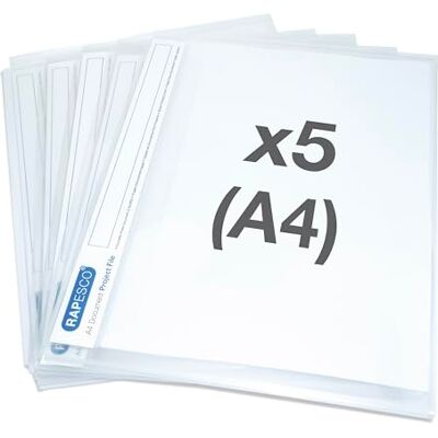 Rapesco Carpeta Archivadora A4, Ancho 12 mm, Transparente, 5 Unidades Rapesco Carpeta Archivadora A4, Ancho 12 mm, Transparente, 5 Unidades