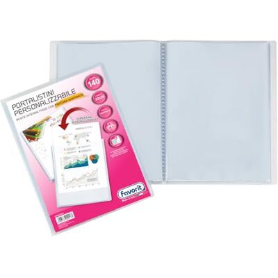 Favorit Carpeta de anillas con sobres fijos y bolsillo frontal personalizable 140 hojas transparentes 22x30 cm A4 Favorit Carpeta de anillas con sobres fijos y bolsillo frontal personalizable 140 hojas transparentes 22x30 cm A4