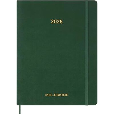 Moleskine Essential Planner 2025-2026, Agenda Semanal Vertical 15 Meses, Con Ranuras Horarias Diarias, Cubierta Flexible, Color Verde Mirto, Formato XXL 23,5x28,14 Moleskine Essential Planner 2025-2026, Agenda Semanal Vertical 15 Meses, Con Ranuras Horarias Diarias, Cubierta Flexible, Color Verde Mirto, Formato XXL 23,5x28,14