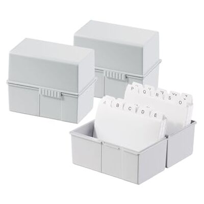 HAN Ficheros DIN A6 horizontal, diseño innovador y atractivo para 400 fichas con bisagra de acero y cierre a presión, color gris claro, 976-11, 3 unidades HAN Ficheros DIN A6 horizontal, diseño innovador y atractivo para 400 fichas con bisagra de acero y cierre a presión, color gris claro, 976-11, 3 unidades