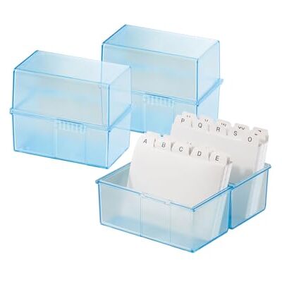 HAN 977-64 Caja para tarjetas DIN A7 horizontal, 3 unidades, diseño translúcido y atractivo para 300 tarjetas con bisagra de acero, color azul translúcido HAN 977-64 Caja para tarjetas DIN A7 horizontal, 3 unidades, diseño translúcido y atractivo para 300 tarjetas con bisagra de acero, color azul translúcido