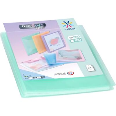 Viquel – Portavistas A4 200 vistas – Portadocumentos personalizable – 100 fundas de calidad lisa, color verde pastel Viquel – Portavistas A4 200 vistas – Portadocumentos personalizable – 100 fundas de calidad lisa, color verde pastel