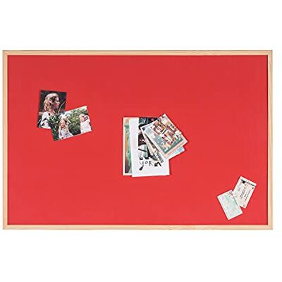 Bi-Office Tablero de anuncios 90 x 60 cm Pizarra de doble cara, corcho y fieltro rojo, marco de madera, con 6 chinchetas Bi-Office Tablero de anuncios 90 x 60 cm Pizarra de doble cara, corcho y fieltro rojo, marco de madera, con 6 chinchetas